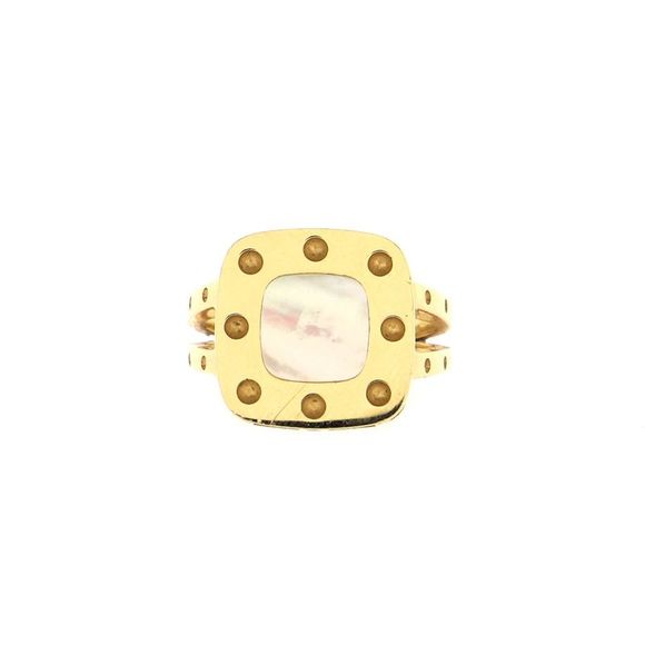 Roberto Coin Pois Moi Square Ring 18K Yellow Gold and Mother of Pearl - - Picture 1 of 4